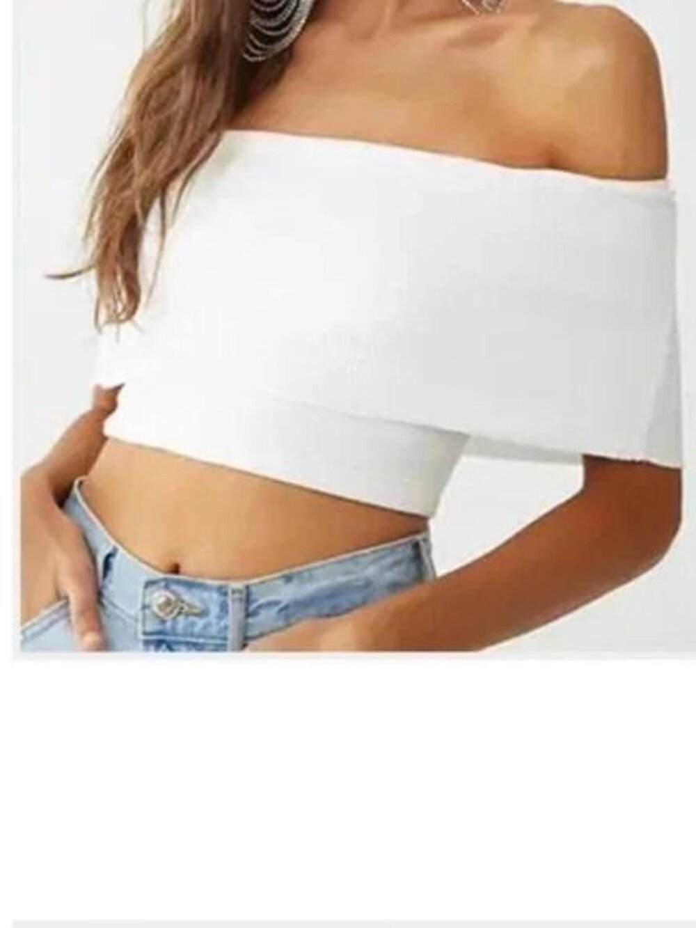 KIKI RIKI OFF SHOULDER WHITE CROP TOP NWT L